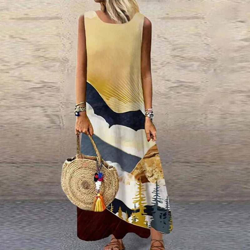 Vintage Floral Printed Long Dress