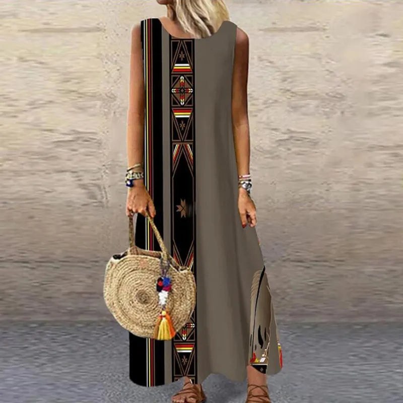 Vintage Floral Printed Long Dress