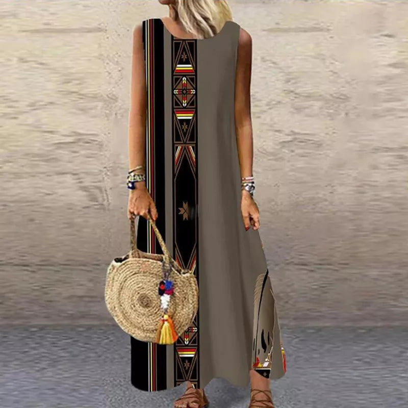 Vintage Floral Printed Maxi Dresses