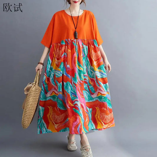 Oversized Casual Print Summer Dress