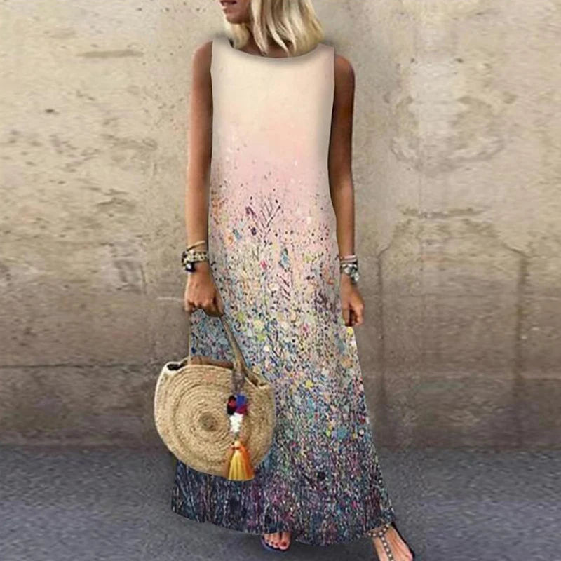 Vintage Floral Printed Maxi Dresses