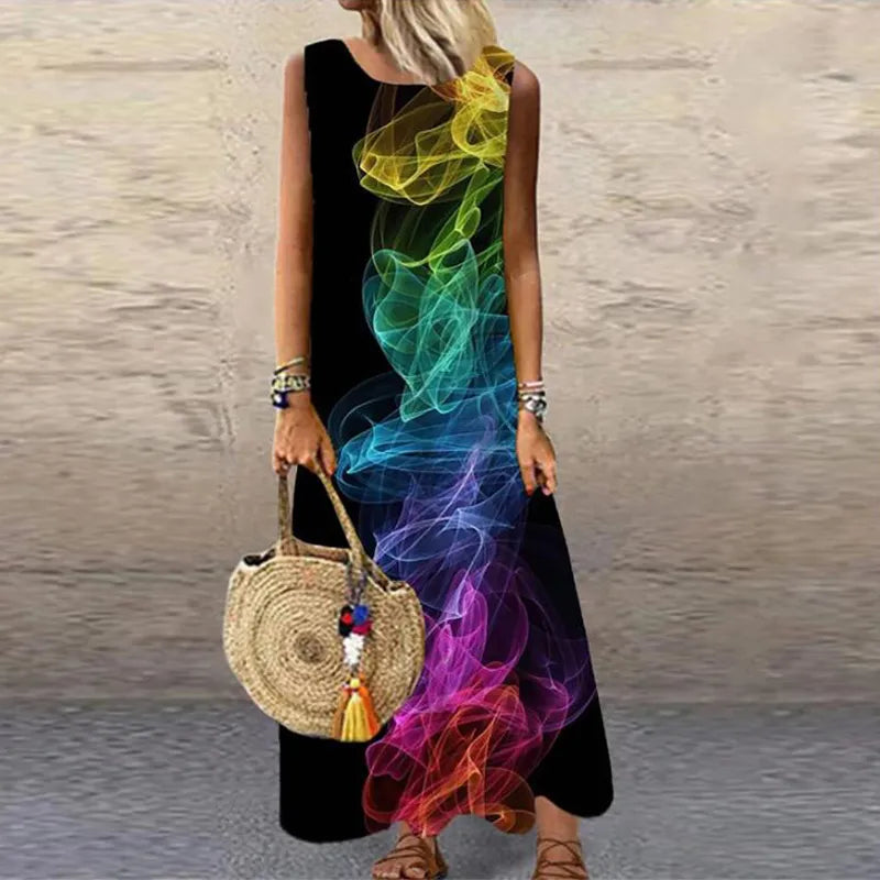 Vintage Floral Printed Long Dress