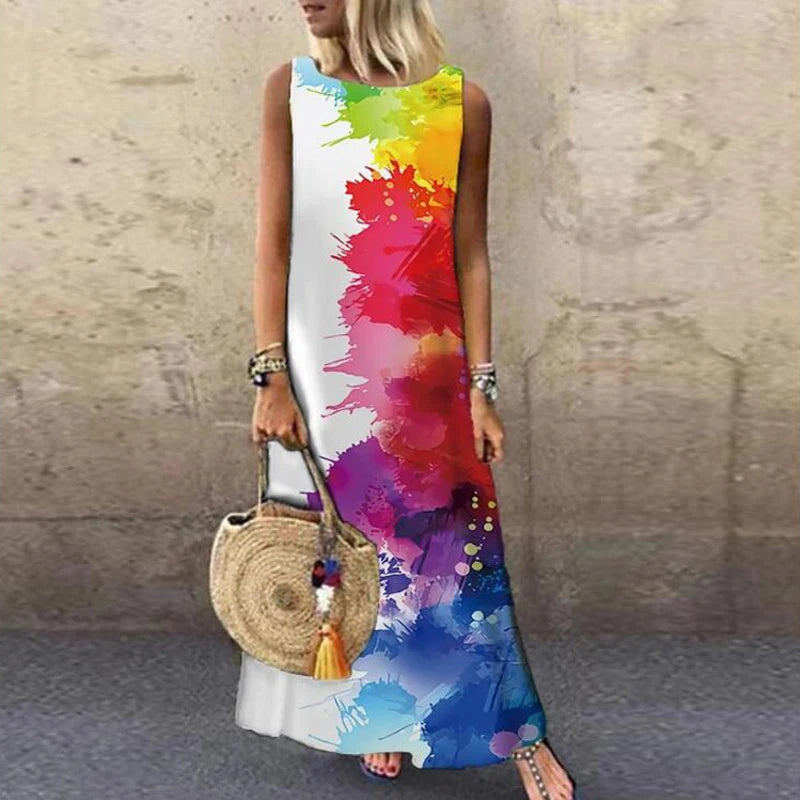 Vintage Floral Printed Long Dress