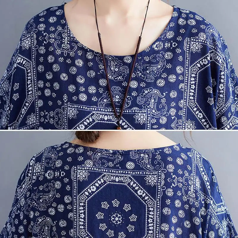 Oversized Vintage Casual Geometric Print Casual Sun Dress