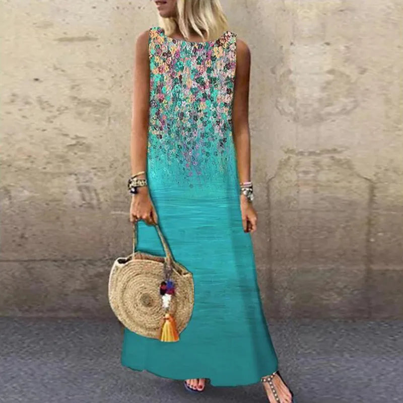 Vintage Floral Printed Long Dress