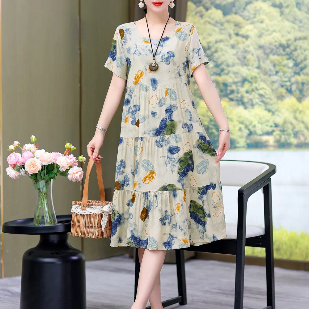 loose sun dress White Linen Sun Dress: Sleeveless Midi Tunic With Pockets