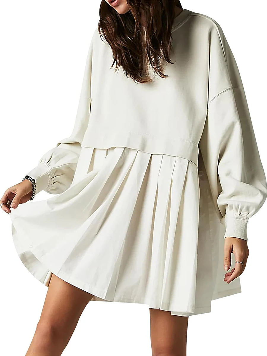 Women's Oversized Pleated Sweatshirt Dress