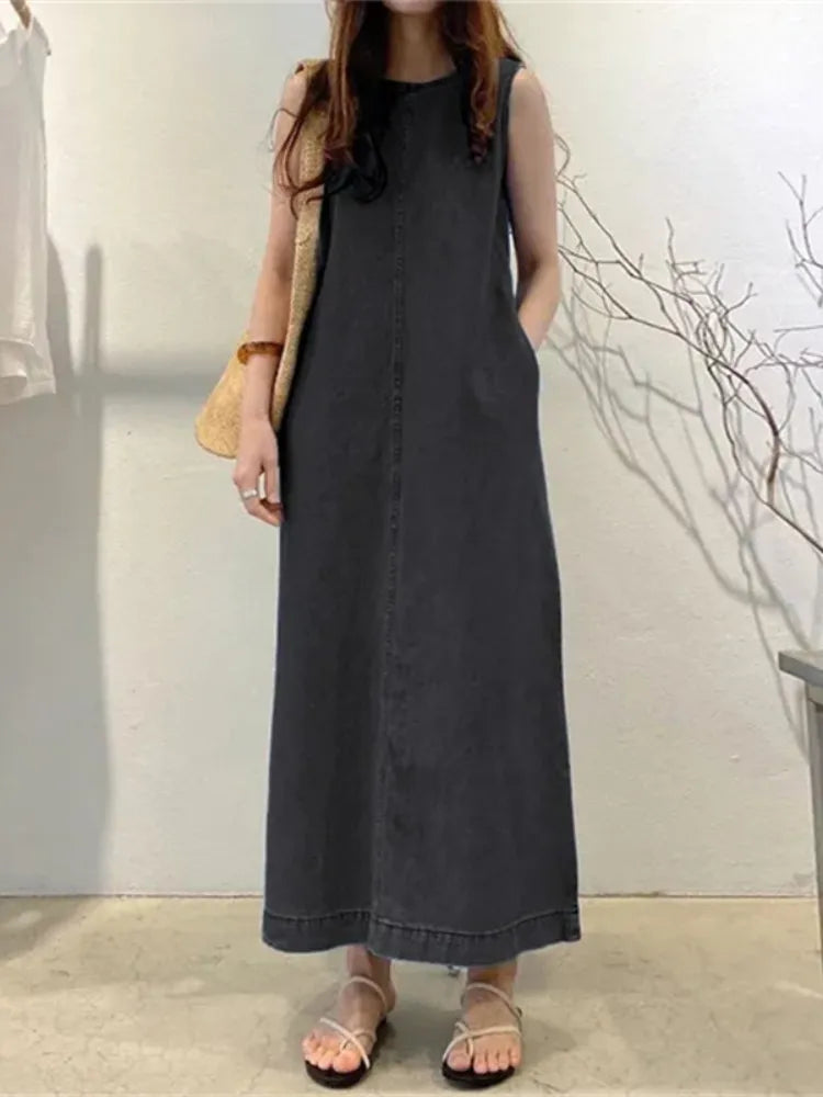 Vintage Loose Sleeveless Long Dress