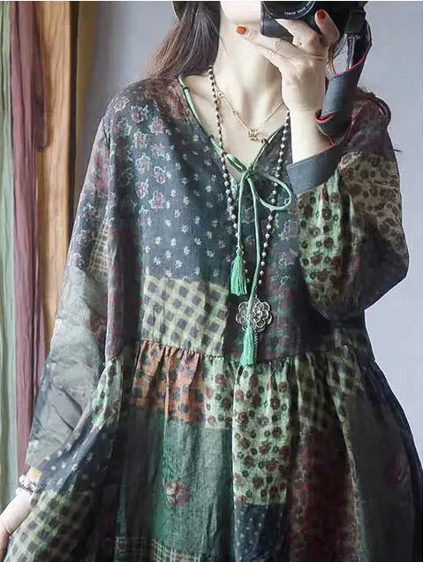 Oversized Summer Vintage Patchwork Style Dress