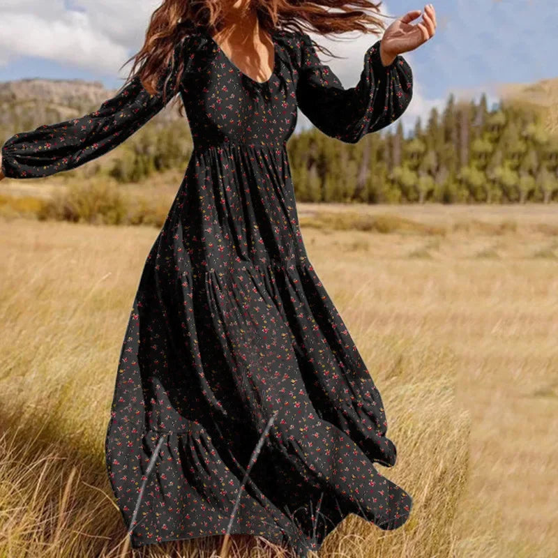 Loose V Neck Long Sleeve Dress
