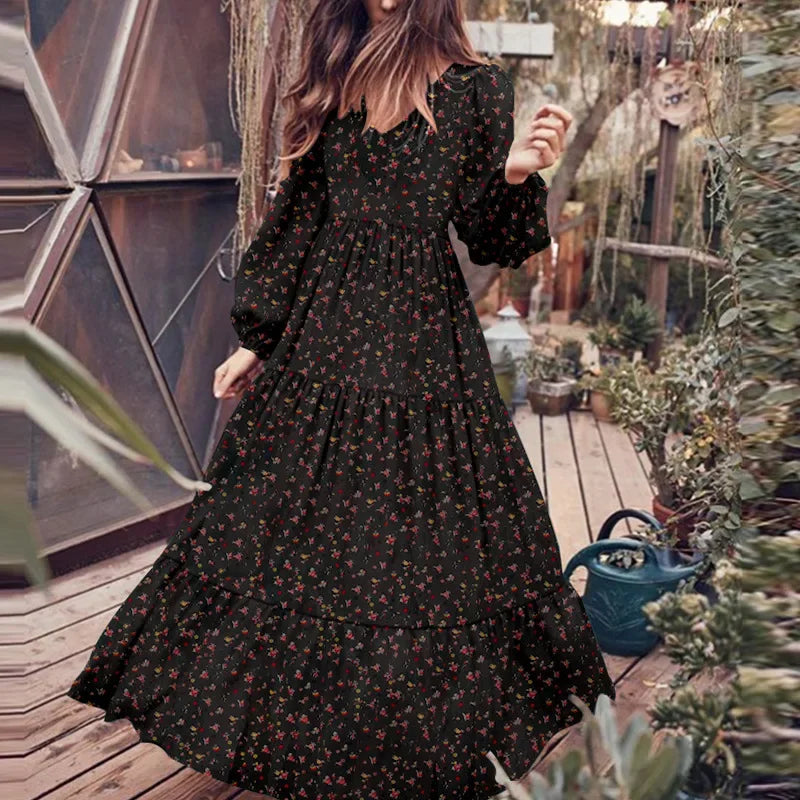 Loose V Neck Long Sleeve Dress