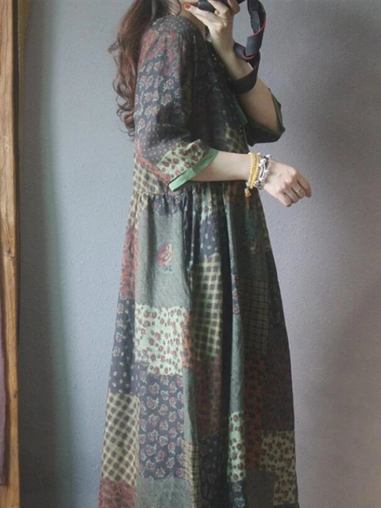 Oversized Summer Vintage Patchwork Style Dress