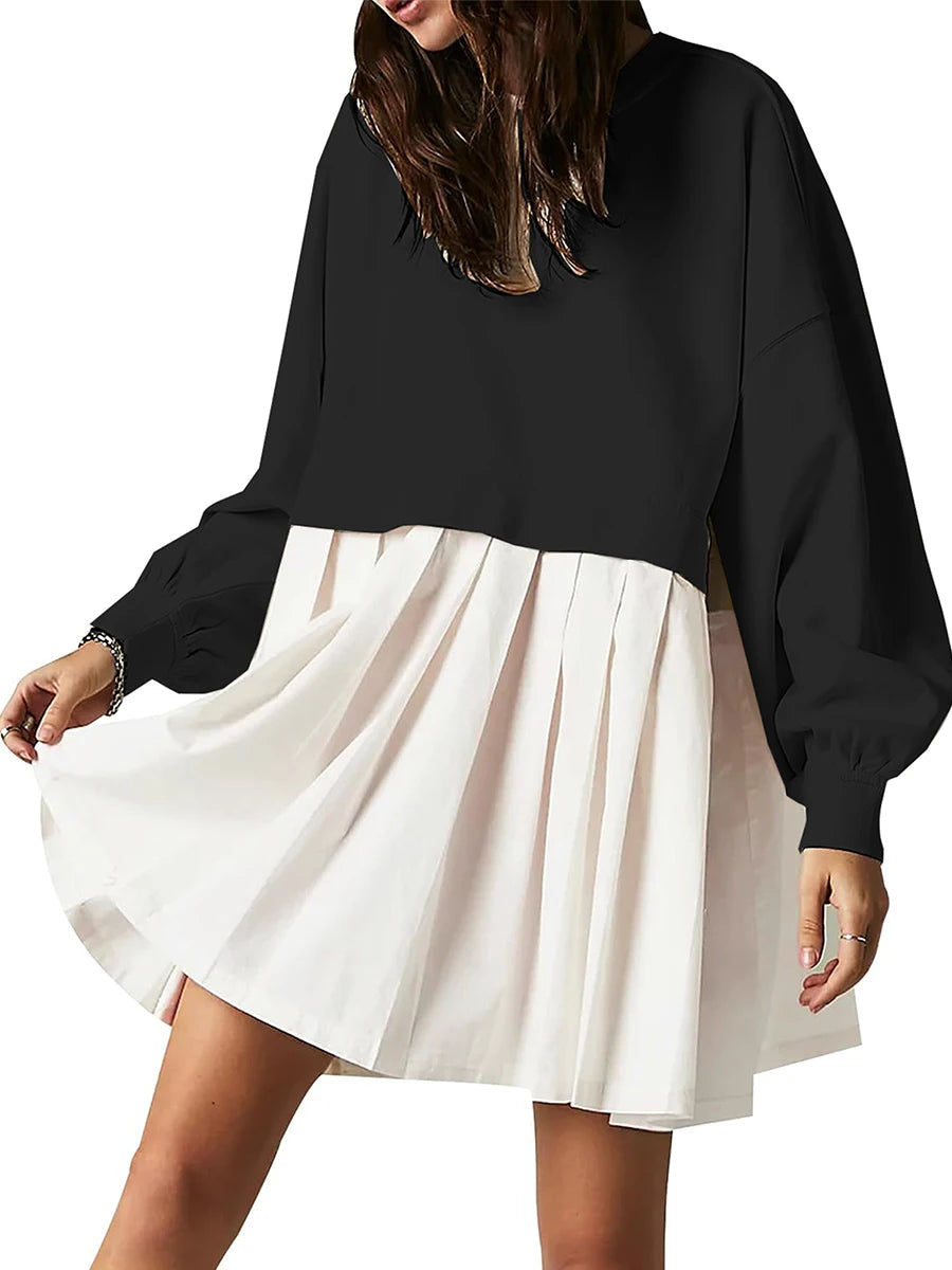 Women's Oversized Pleated Sweatshirt Dress