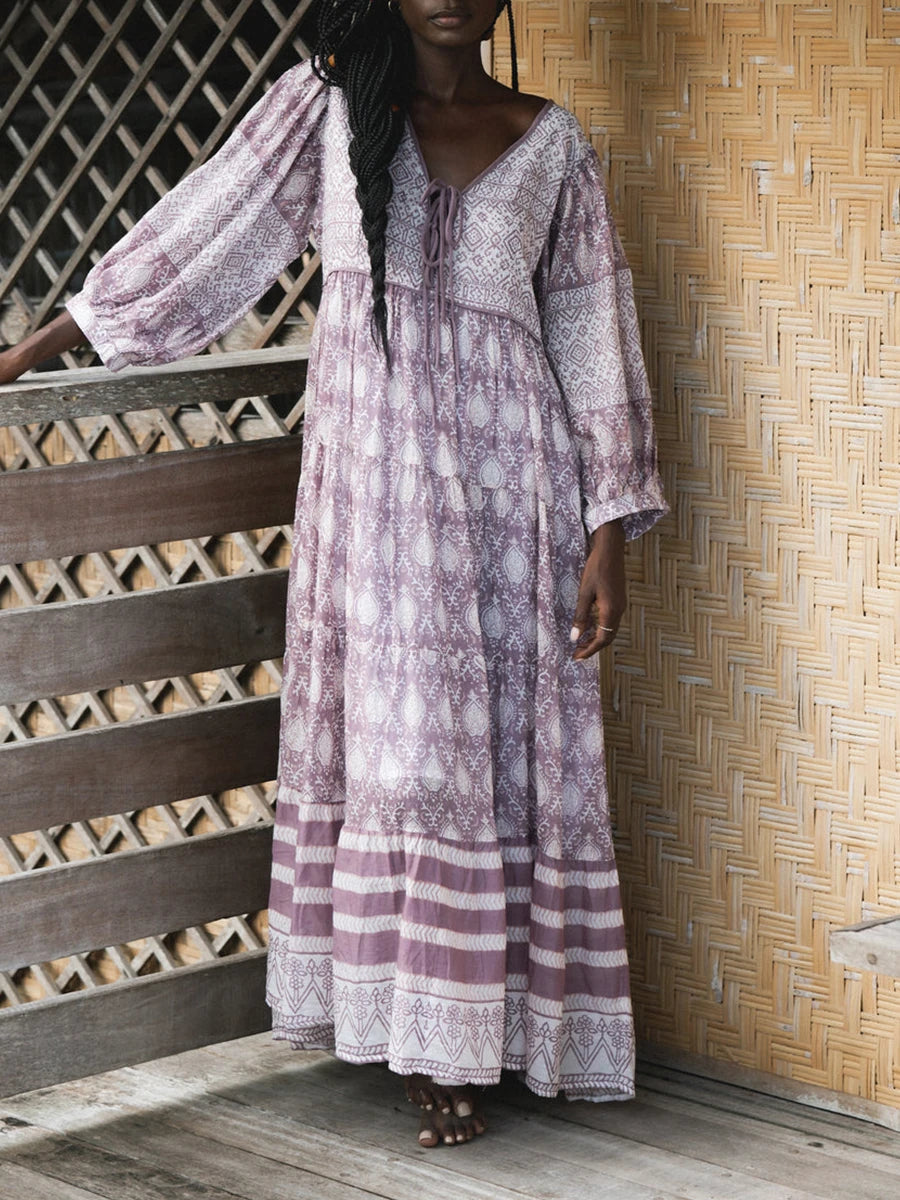 Bohemian Long Sleeve Beach Dress