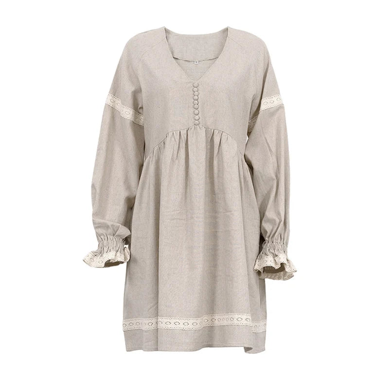 Summer French Style Dress Poofy Sleeves