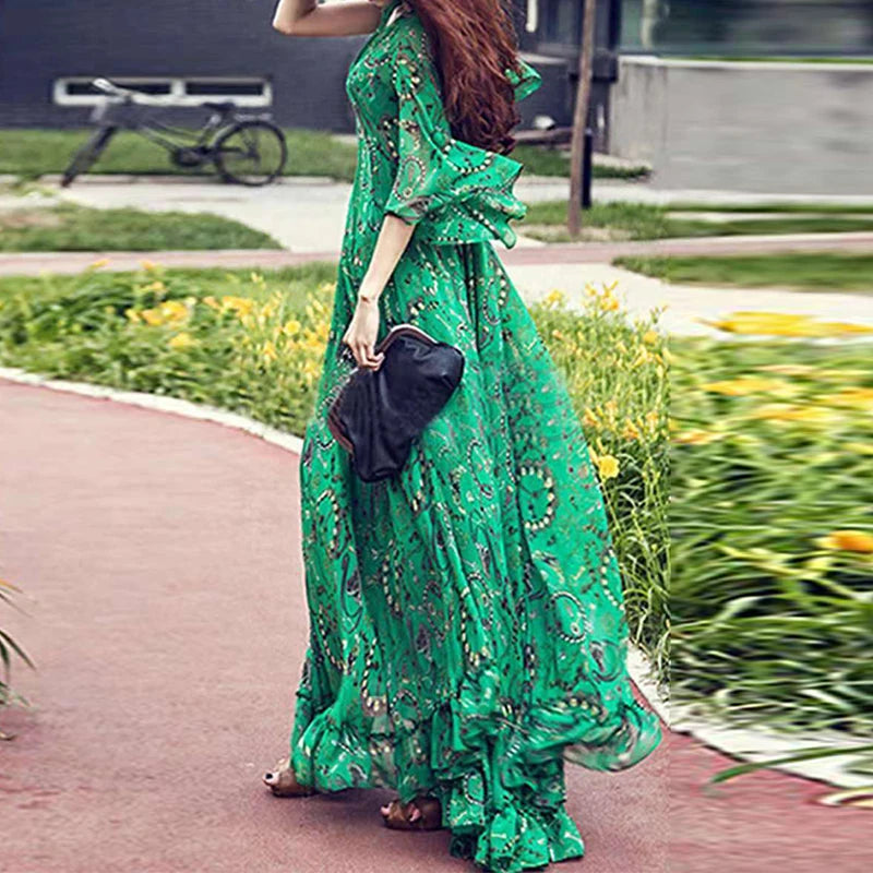 High Waist Chiffon Holiday Dress