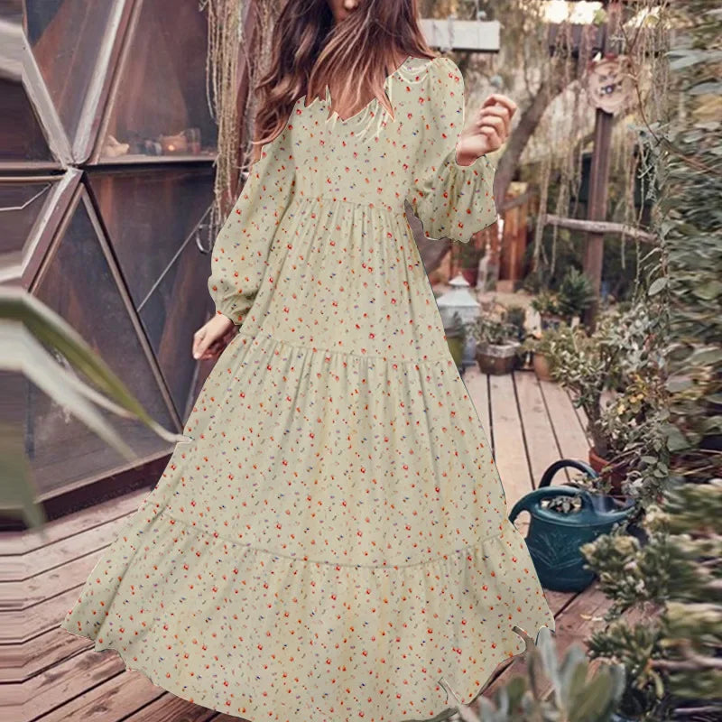 Loose V Neck Long Sleeve Dress