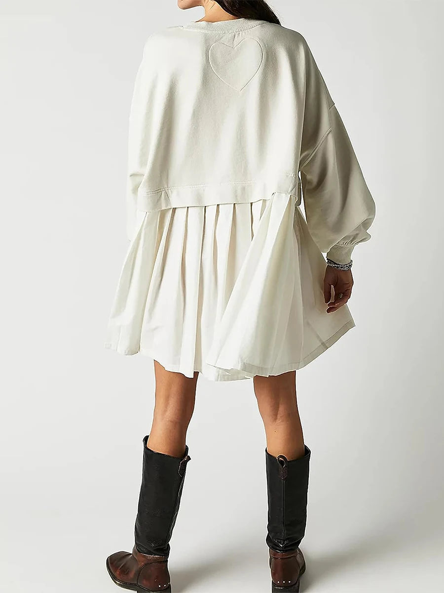 Women's Oversized Pleated Sweatshirt Dress