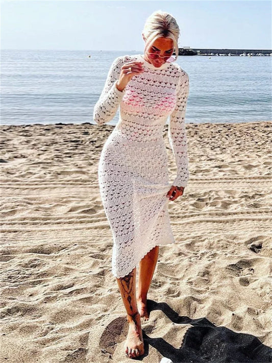 Backless  Crochet Beach Long Dress