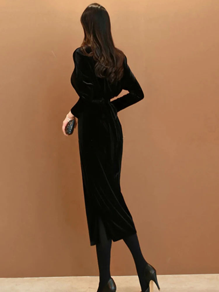 Elegant Solid Black Dress