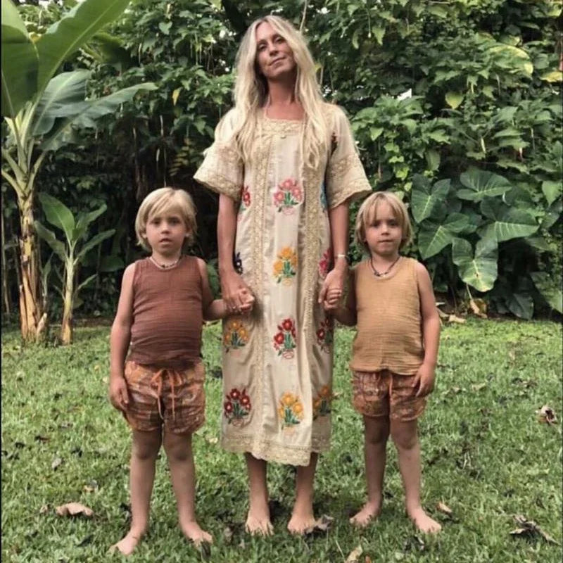 Light Vintage  Long Floral Embroidered Lace Beach Dress