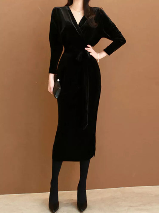 Elegant Solid Black Dress