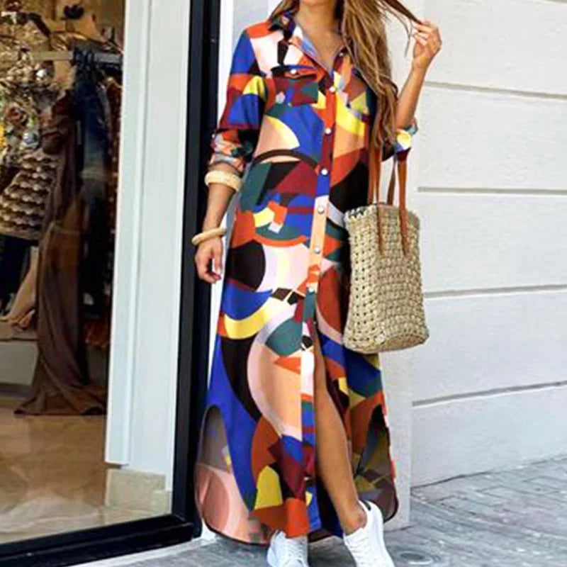 Casual Long Dresses Black Flower / L Casual Long Dresses Black Flower / L