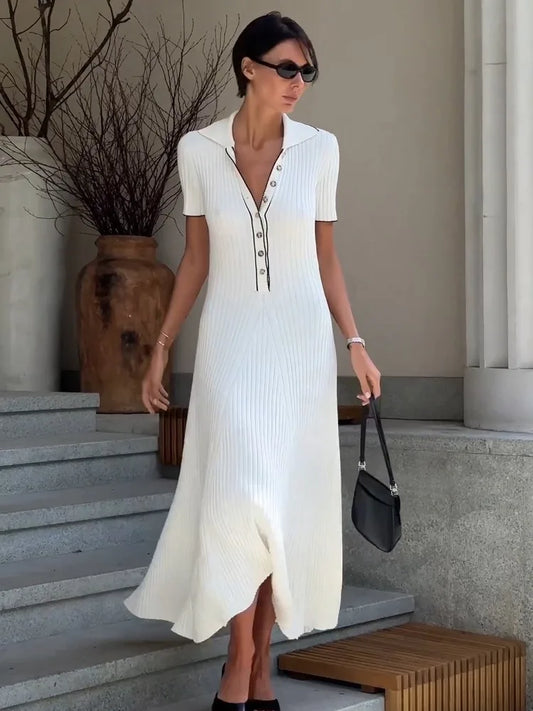 Tossy White Knit Fashion Maxi Dress