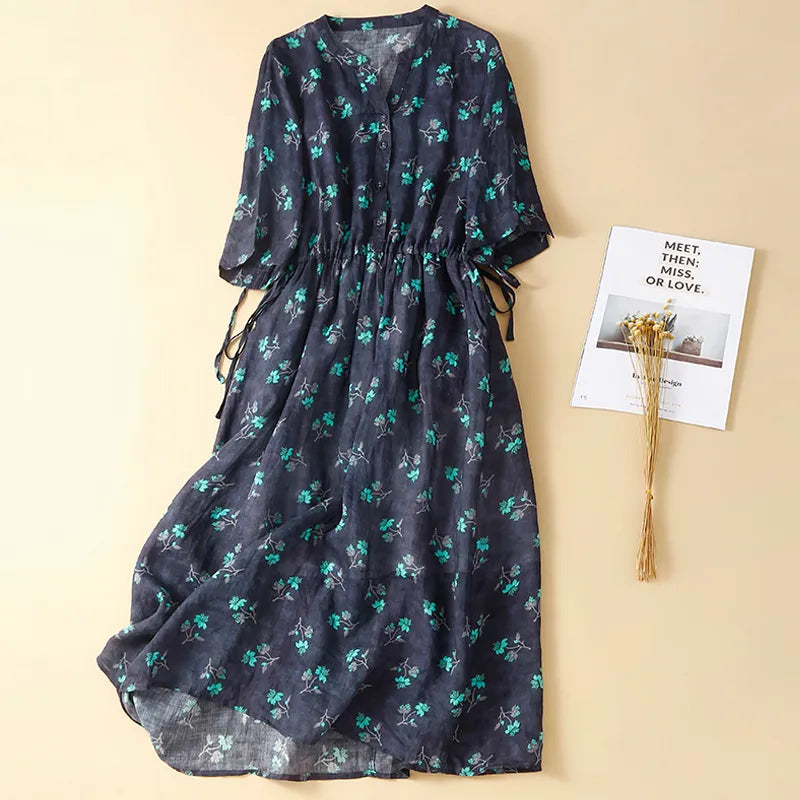 Women Vintage Floral Print Dress