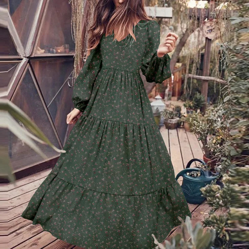 Loose V Neck Long Sleeve Dress