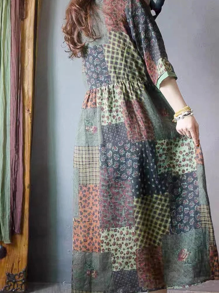 Oversized Summer Vintage Patchwork Style Dress